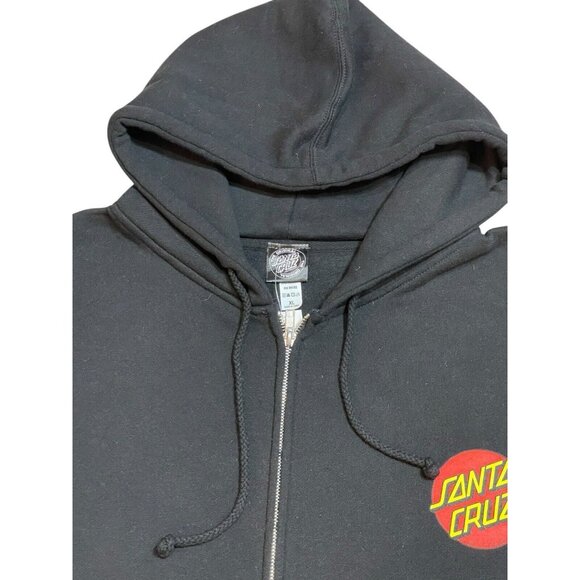 Santa Cruz Men Black Up Hoodie Big Logo Graphic Full Zip Size XL - Picture 7 of 7